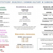 Przejdź do - Rok artystyczny 2018/2019 w Domu Kultury w Subkowach 